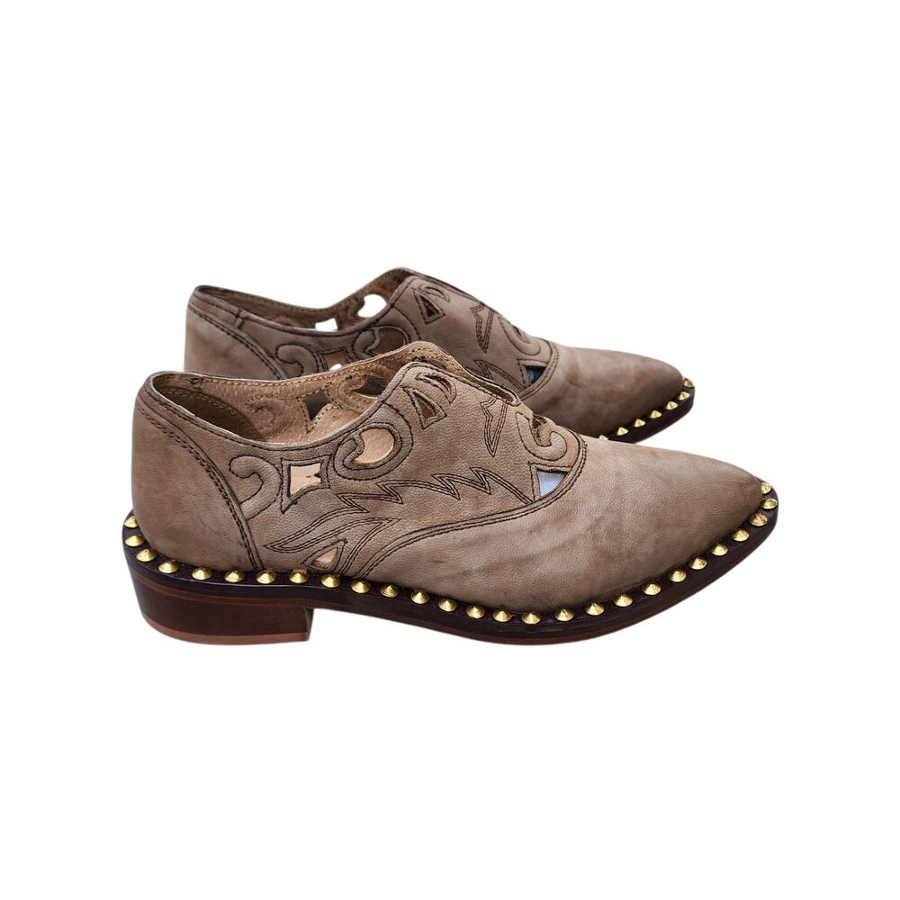 Free People Twin Falls Leather Studded Cowgirl Loafers 36 - Picture 2 of 11